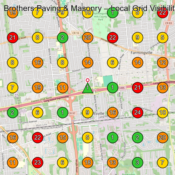 Brothers Paving & Masonry Paving Contractor GeoGrid ranking map for None